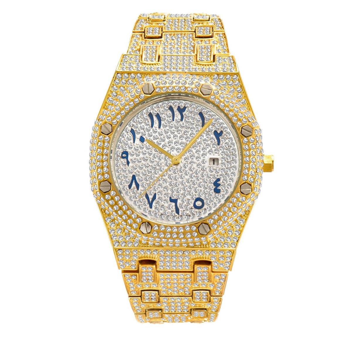 Moissanite AP Arabic Watch in Yellow Gold