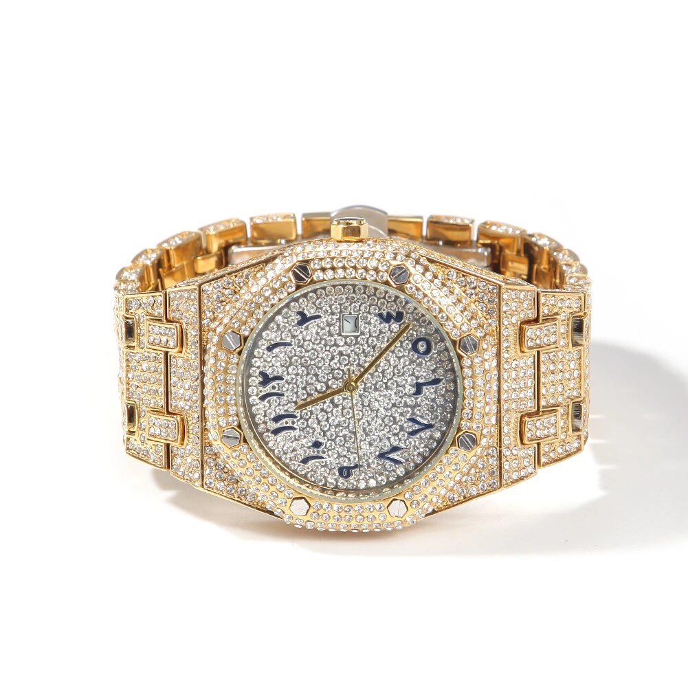 Moissanite AP Arabic Watch in Yellow Gold